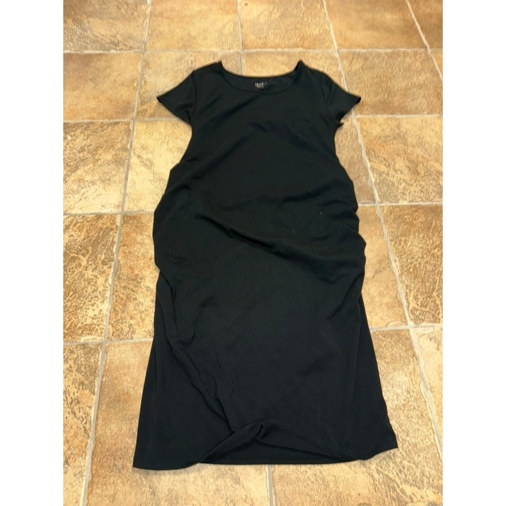 Isabel Maternity Ingrid & Isabel Black Short Sleeve Side Ruched Bodycon Dress XL